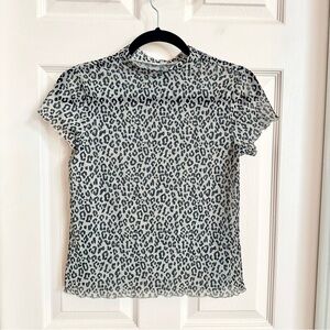 Sheer mesh animal print justice top